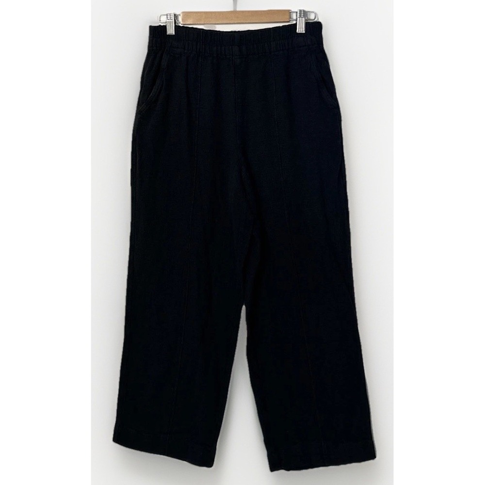 Women's Madewell Pull On Stretch Crop Pants Sz Med Linen Blend Pockets